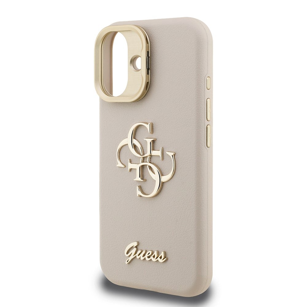 Apple iPhone 16 Kılıf Guess Orjinal Lisanslı Grained Yazı Logolu Kamera Standlı Kapak