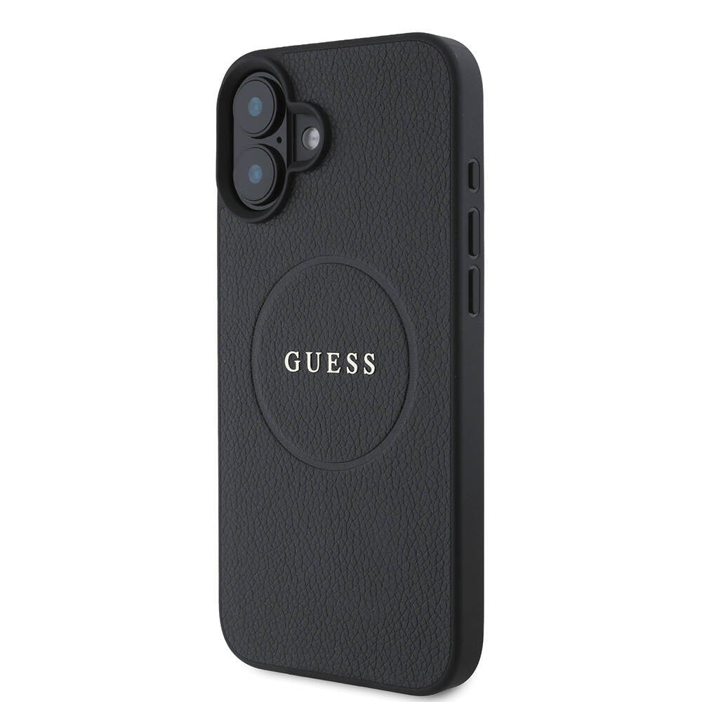 Apple iPhone 16 Kılıf Guess Orjinal Lisanslı M-safe Şarj Özellikli Yazı Logolu Grained Kapak