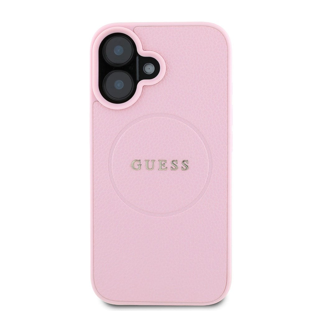 Apple iPhone 16 Kılıf Guess Orjinal Lisanslı M-safe Şarj Özellikli Yazı Logolu Grained Kapak