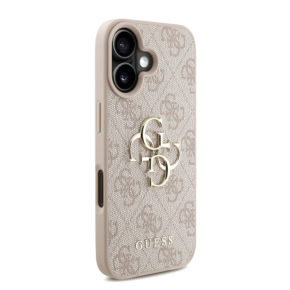 Apple iPhone 16 Kılıf Guess Orjinal Lisanslı PU Deri Bilek Askı İpli Metal Büyük 4G ve Yazı Logolu Kapak