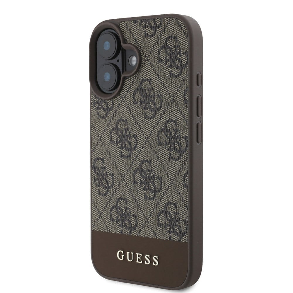 Apple iPhone 16 Kılıf Guess Orjinal Lisanslı PU Deri Şerit Logo Dizaynlı Kapak