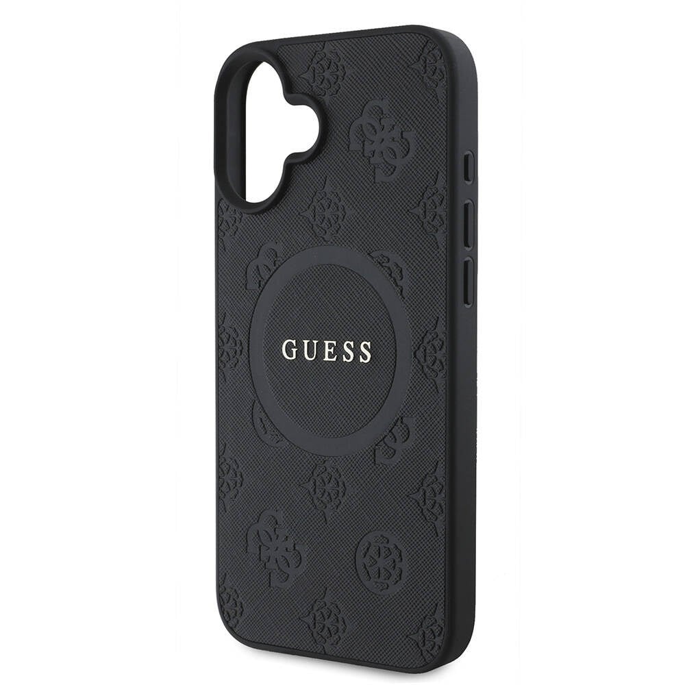 Apple iPhone 16 Kılıf Guess Orjinal Lisanslı M-safe Şarj Özellikli Yazı Logolu Saffiano Peony Kapak