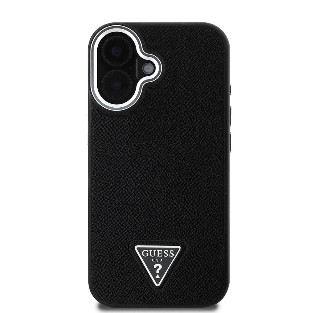 Apple iPhone 16 Kılıf Guess Orjinal Lisanslı M-safe Şarj Özellikli Grained Triangle Kapak