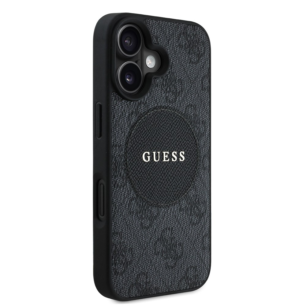 Apple iPhone 16 Kılıf Guess Orjinal Lisanslı M-safe Şarj Özellikli Yazı Logolu Circle Classic Kapak