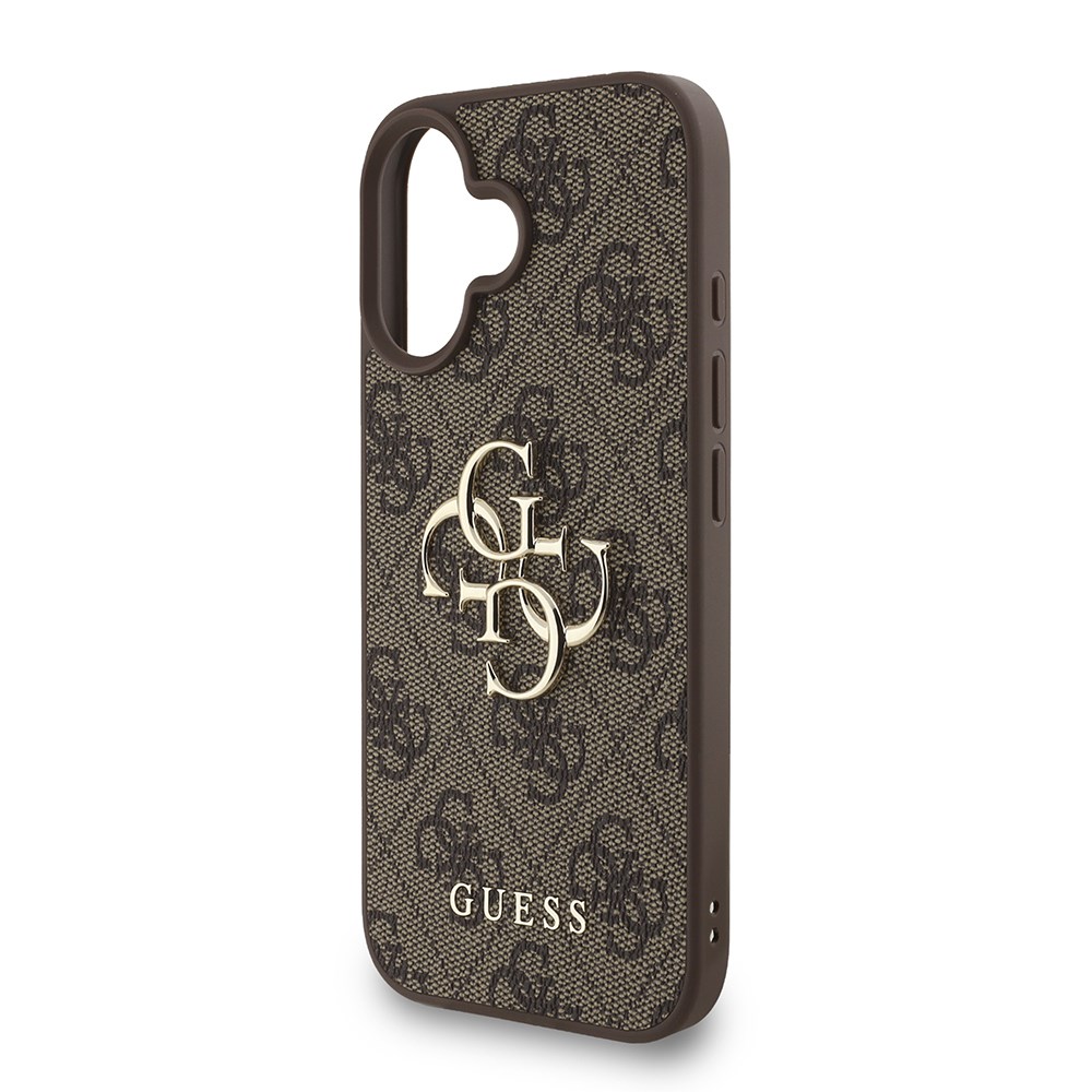 Apple iPhone 16 Kılıf Guess Orjinal Lisanslı PU Deri Bilek Askı İpli Metal Büyük 4G ve Yazı Logolu Kapak