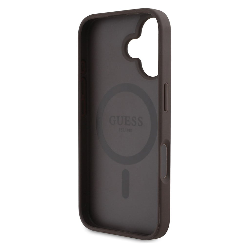 Apple iPhone 16 Kılıf Guess Orjinal Lisanslı M-safe Şarj Özellikli Yazı Logolu Circle Classic Kapak
