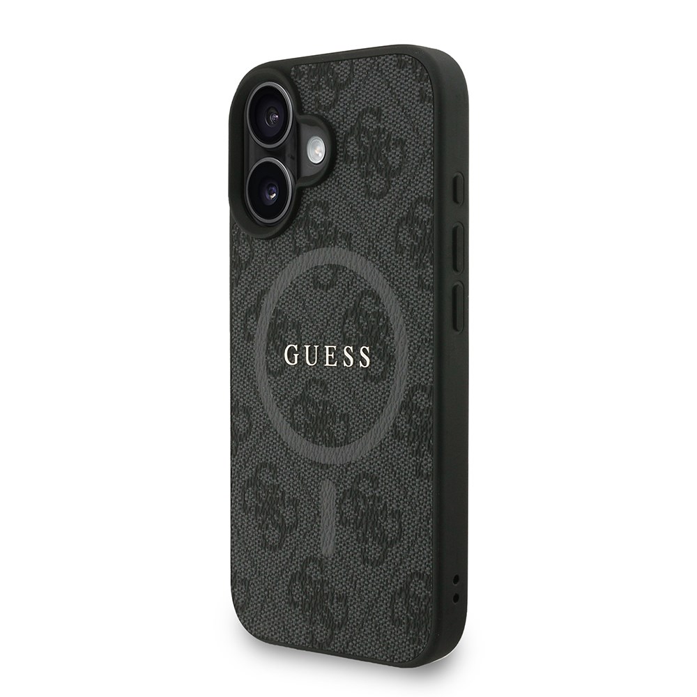 Apple iPhone 16 Kılıf Guess Orjinal Lisanslı M-safe Şarj Özellikli PU Deri Bilek Askı İpli Yazı Logolu Kapak