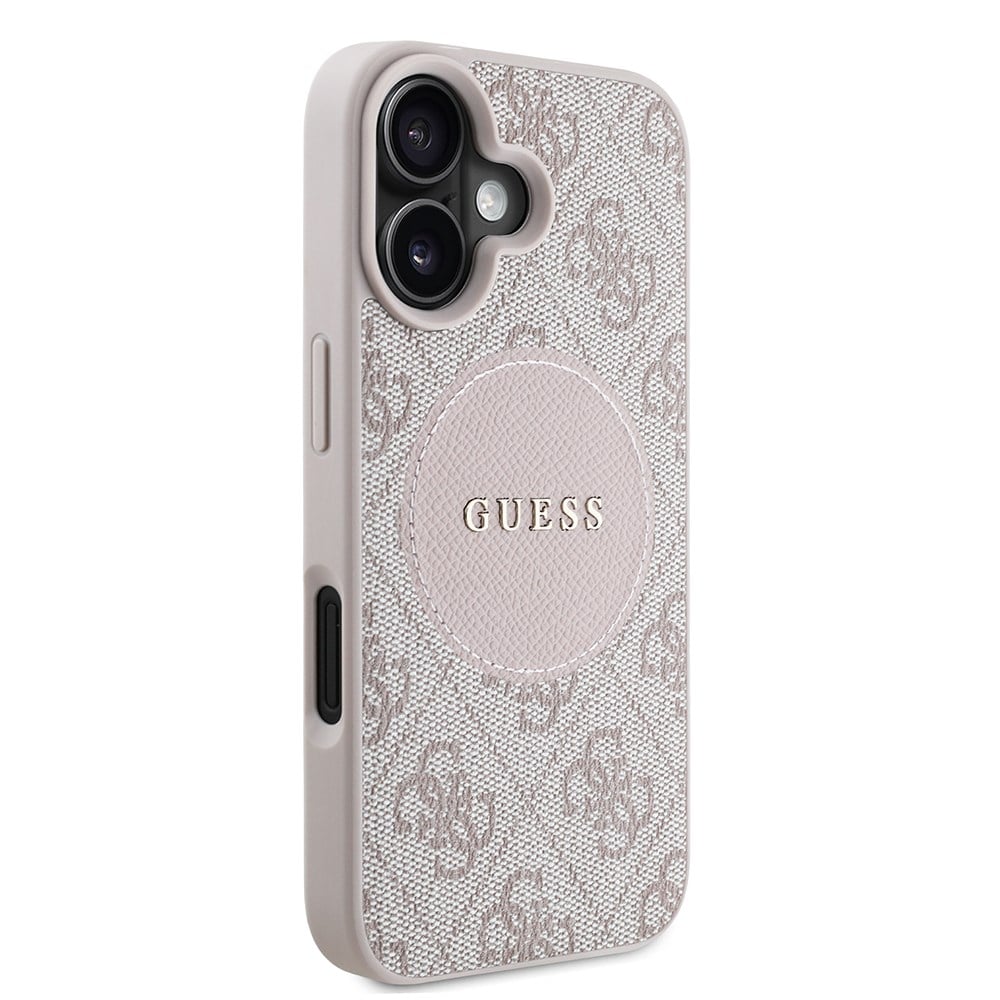 Apple iPhone 16 Kılıf Guess Orjinal Lisanslı M-safe Şarj Özellikli Yazı Logolu Circle Classic Kapak