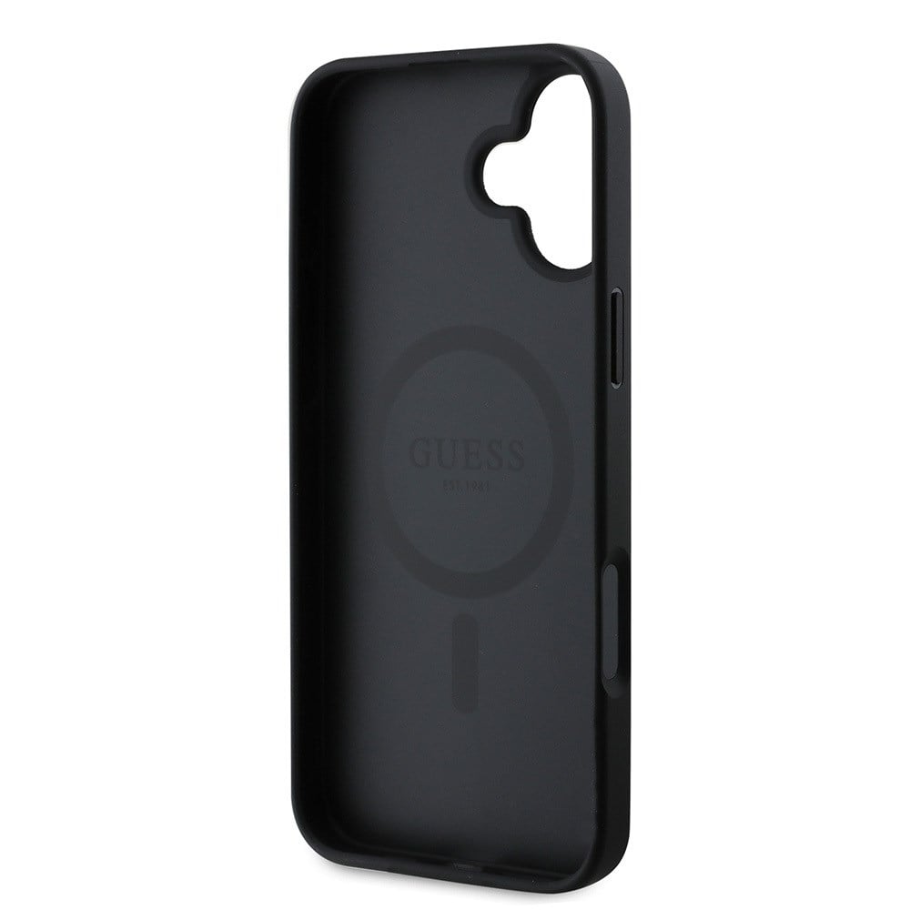 Apple iPhone 16 Kılıf Guess Orjinal Lisanslı M-safe Şarj Özellikli Yazı Logolu Saffiano Classic Kapak