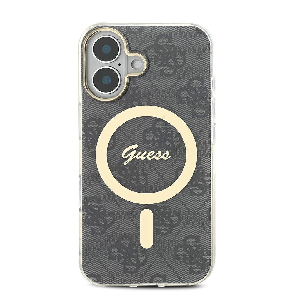 Apple iPhone 16 Kılıf Guess Orjinal Lisanslı M-safe Şarj Özellikli Yazı Logolu 4G Desenli Kapak