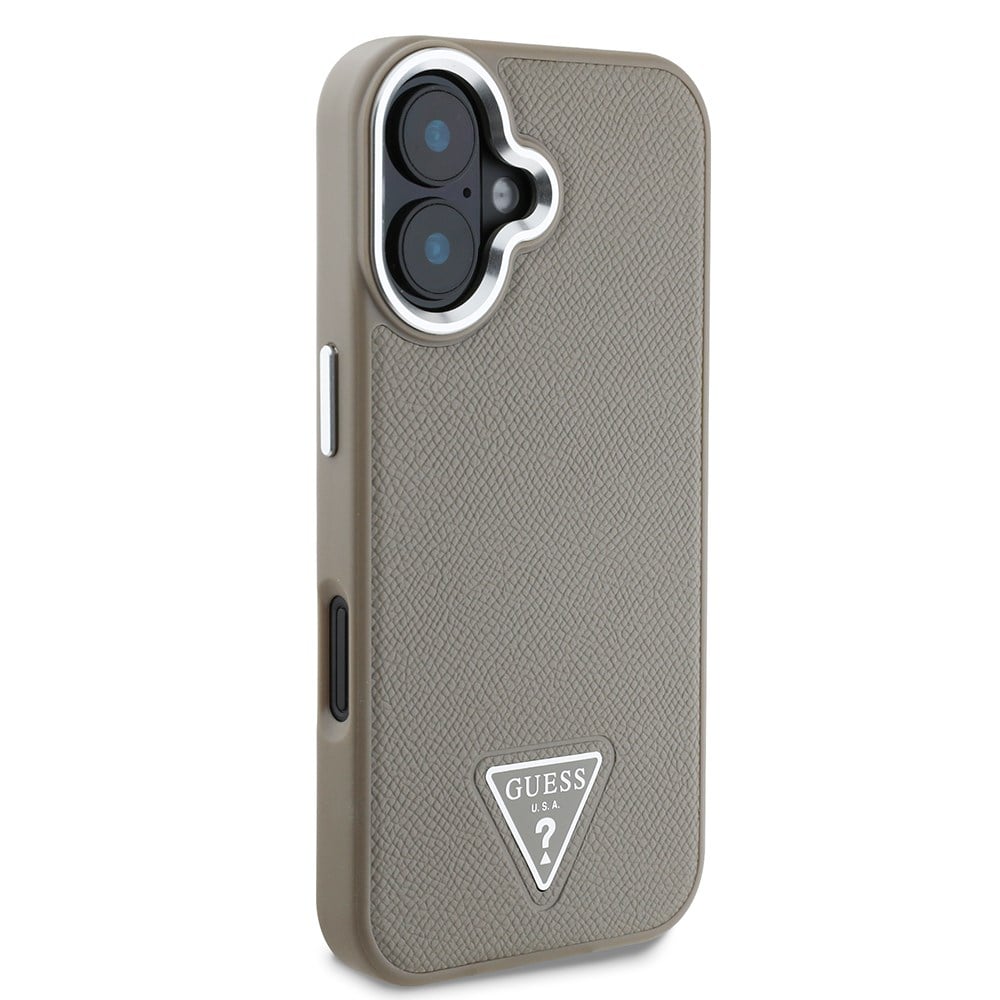Apple iPhone 16 Kılıf Guess Orjinal Lisanslı M-safe Şarj Özellikli Grained Triangle Kapak