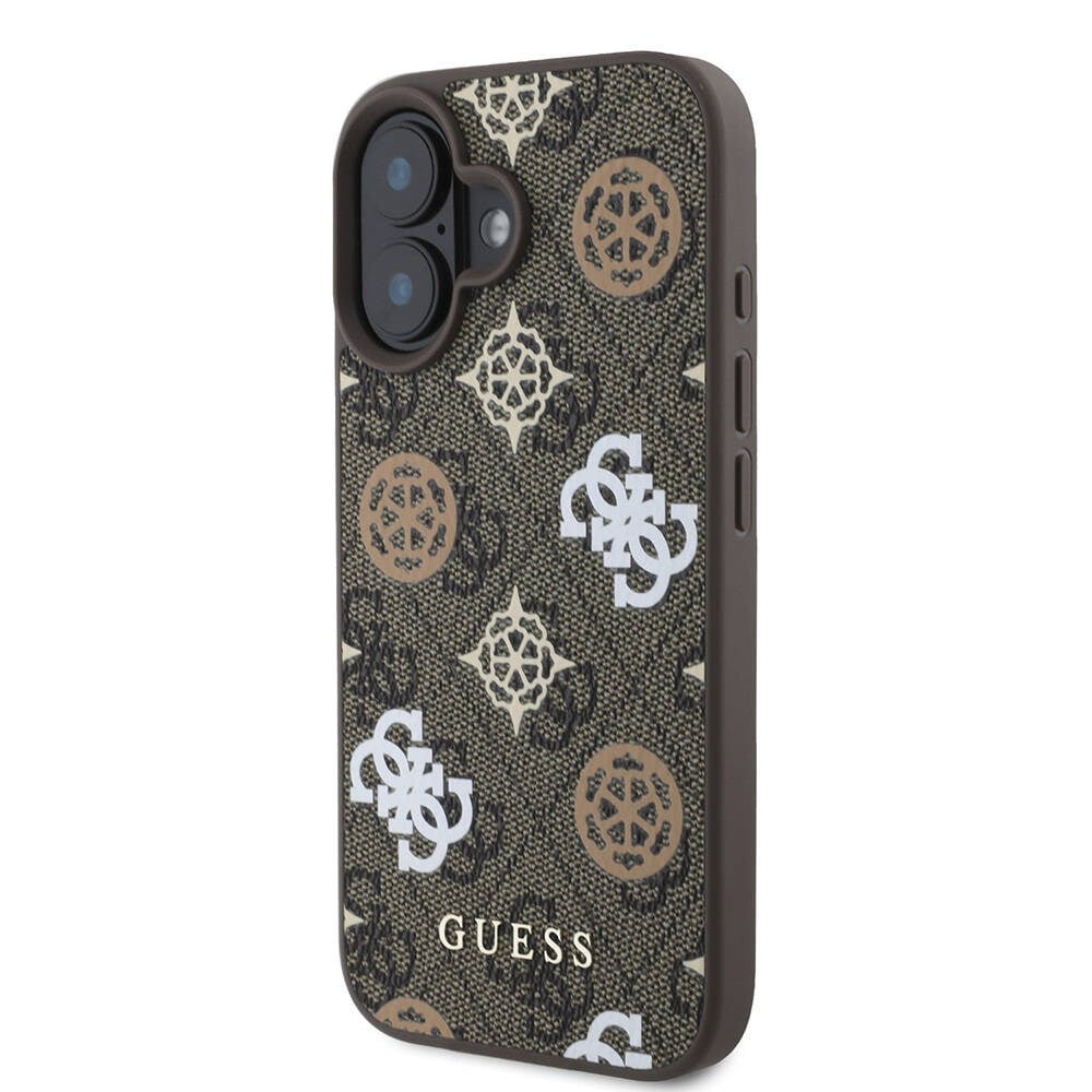 Apple iPhone 16 Kılıf Guess Orjinal Lisanslı M-safe Şarj Özellikli 4G Desenli Yazı Logolu Peony Kapak