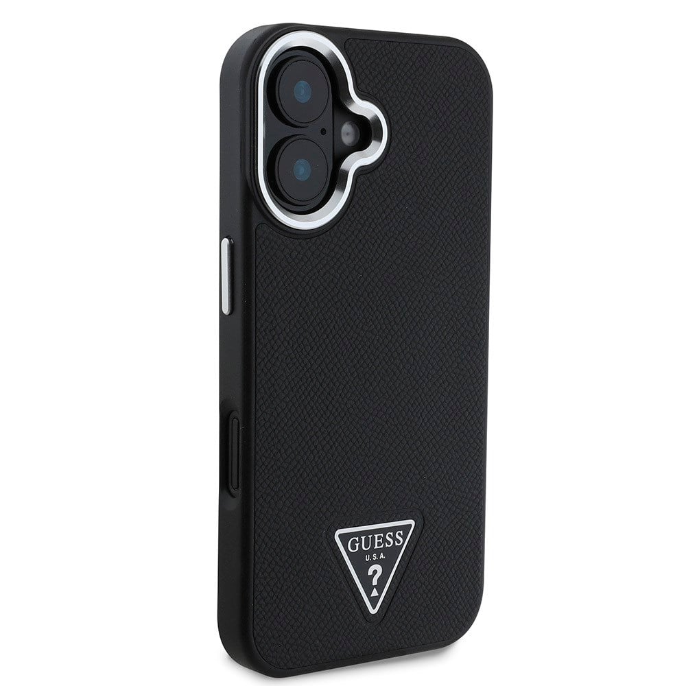 Apple iPhone 16 Kılıf Guess Orjinal Lisanslı M-safe Şarj Özellikli Grained Triangle Kapak