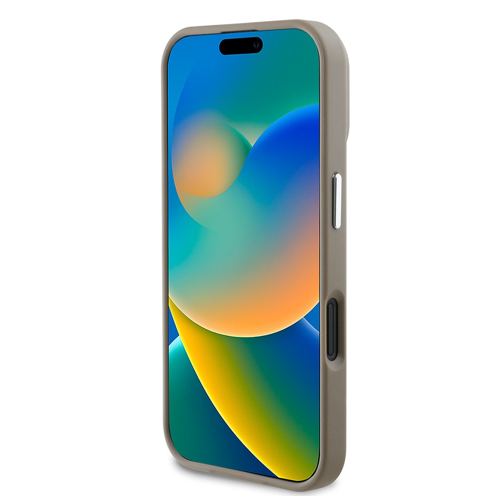 Apple iPhone 16 Kılıf Guess Orjinal Lisanslı M-safe Şarj Özellikli Grained Triangle Kapak