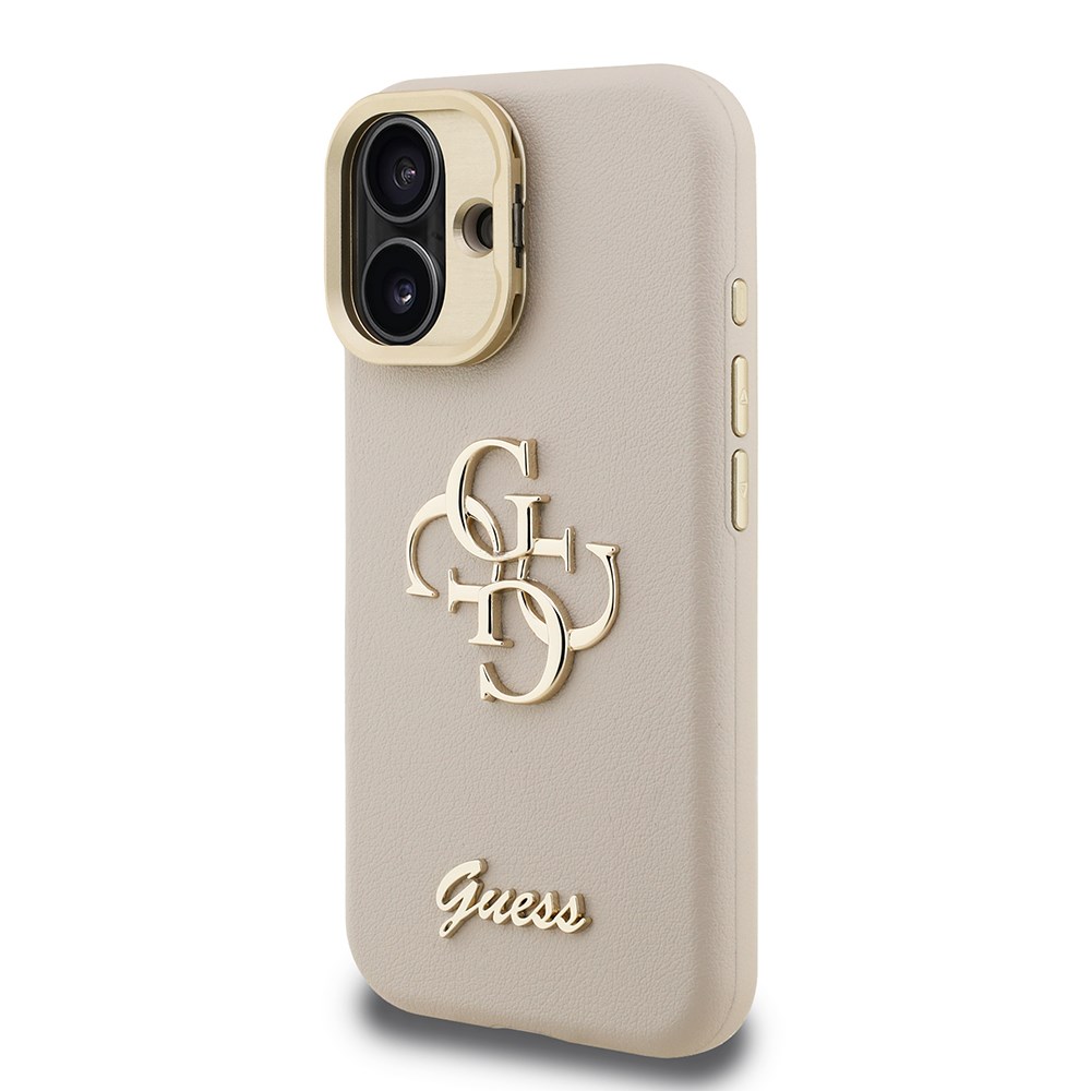 Apple iPhone 16 Kılıf Guess Orjinal Lisanslı Grained Yazı Logolu Kamera Standlı Kapak