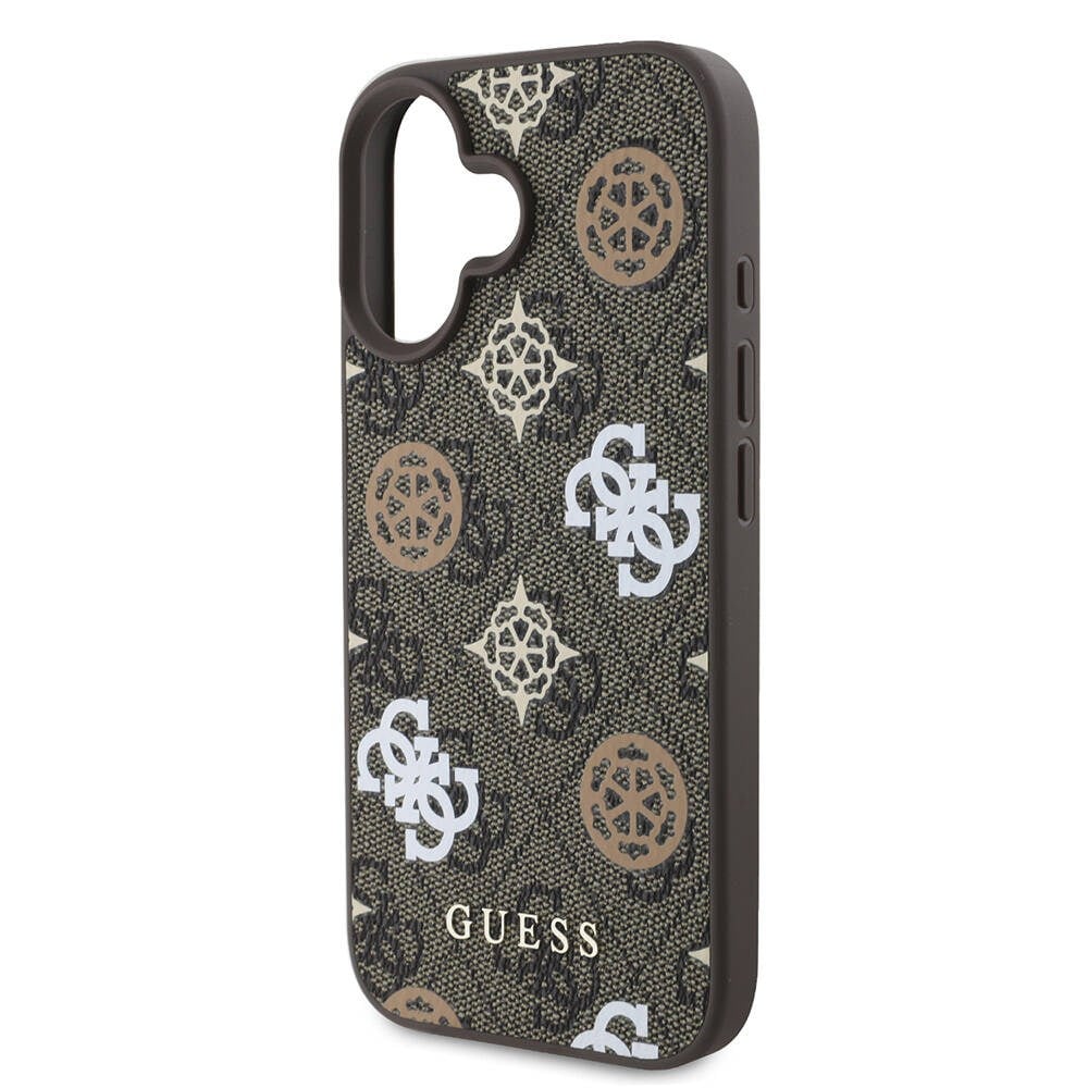 Apple iPhone 16 Kılıf Guess Orjinal Lisanslı M-safe Şarj Özellikli 4G Desenli Yazı Logolu Peony Kapak