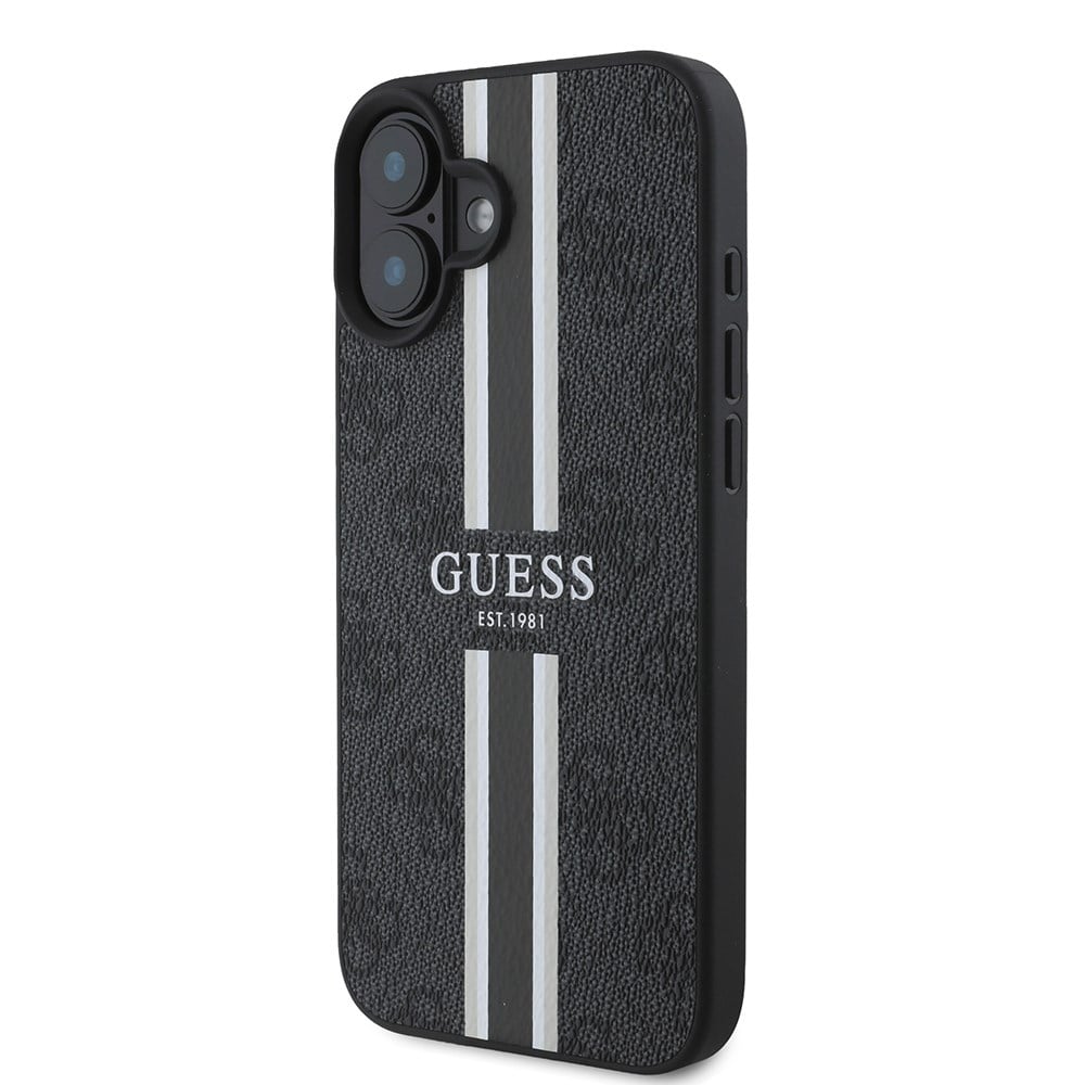 Apple iPhone 16 Kılıf Guess Orjinal Lisanslı M-safe Şarj Özellikli 4G Şerit Tasarımlı Printed Kapak