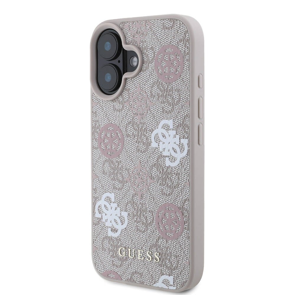 Apple iPhone 16 Kılıf Guess Orjinal Lisanslı M-safe Şarj Özellikli 4G Desenli Yazı Logolu Peony Kapak