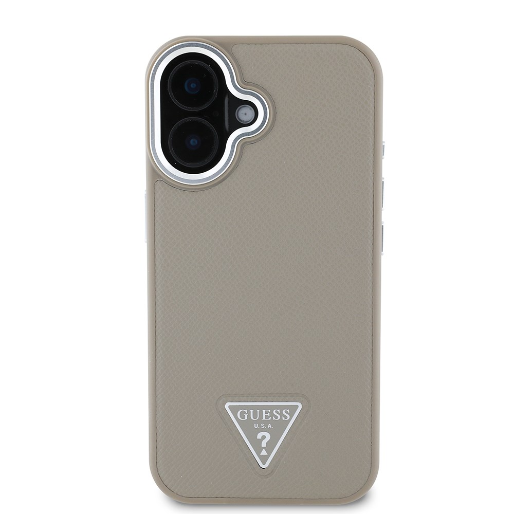Apple iPhone 16 Kılıf Guess Orjinal Lisanslı M-safe Şarj Özellikli Grained Triangle Kapak