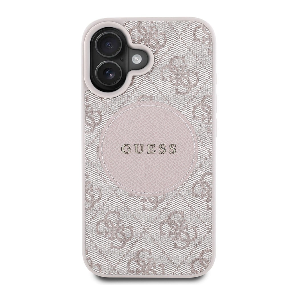 Apple iPhone 16 Kılıf Guess Orjinal Lisanslı M-safe Şarj Özellikli Yazı Logolu Circle Classic Kapak