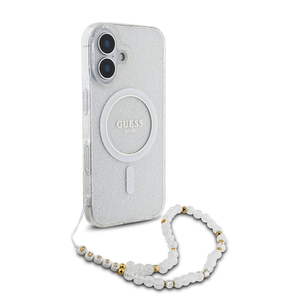 Apple iPhone 16 Kılıf Guess Orjinal Lisanslı 4G Büyük Metal Logolu Glitter Kapak