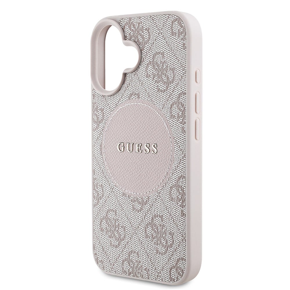 Apple iPhone 16 Kılıf Guess Orjinal Lisanslı M-safe Şarj Özellikli Yazı Logolu Circle Classic Kapak