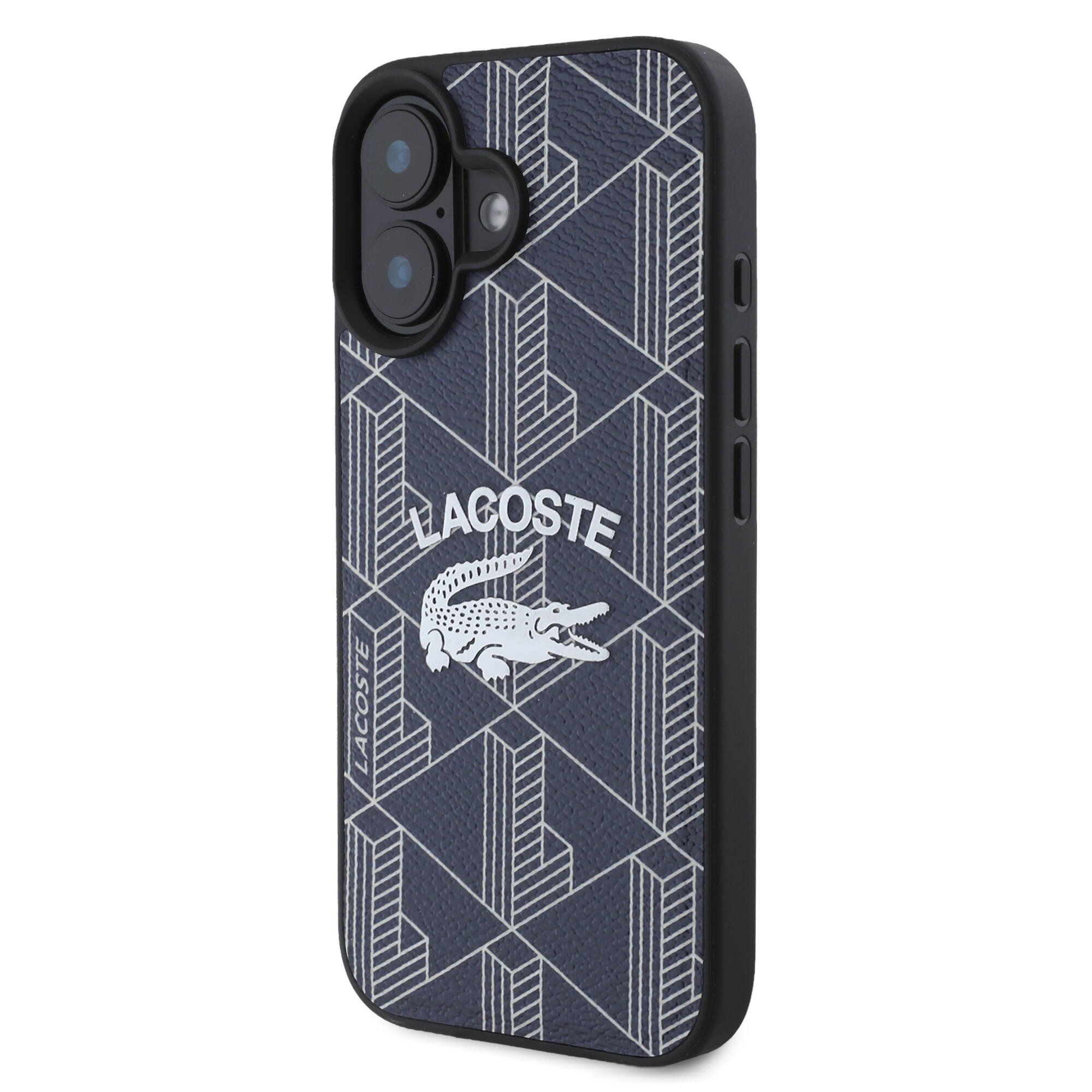Apple iPhone 16 Kılıf Lacoste Orjinal Lisanslı M-safe Şarj Özellikli Mono Vintage Logo Kapak