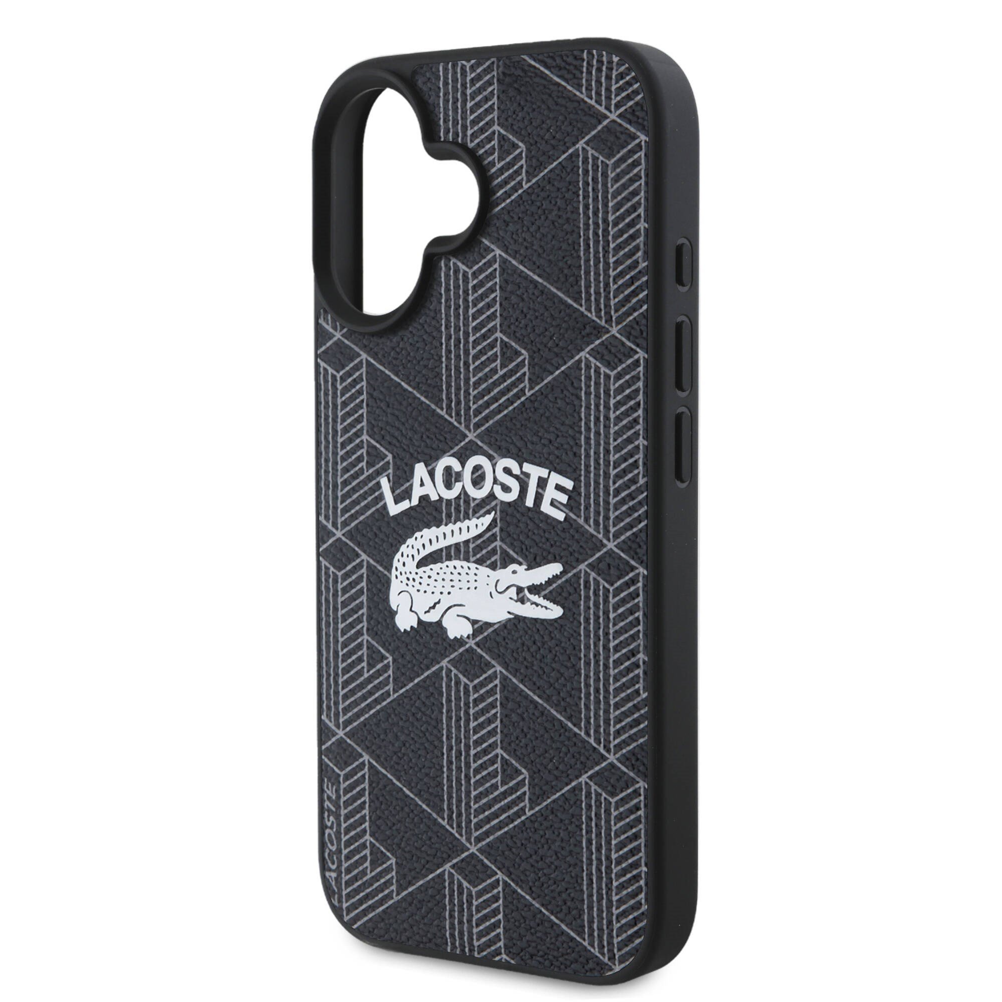 Apple iPhone 16 Kılıf Lacoste Orjinal Lisanslı M-safe Şarj Özellikli Mono Vintage Logo Kapak
