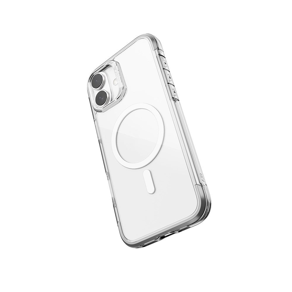 Apple iPhone 16 Kılıf M-safe Şarj Özellikli Raptic Air Serisi Airbag Tasarımlı Metal Köşelikli Şeffaf Kapak