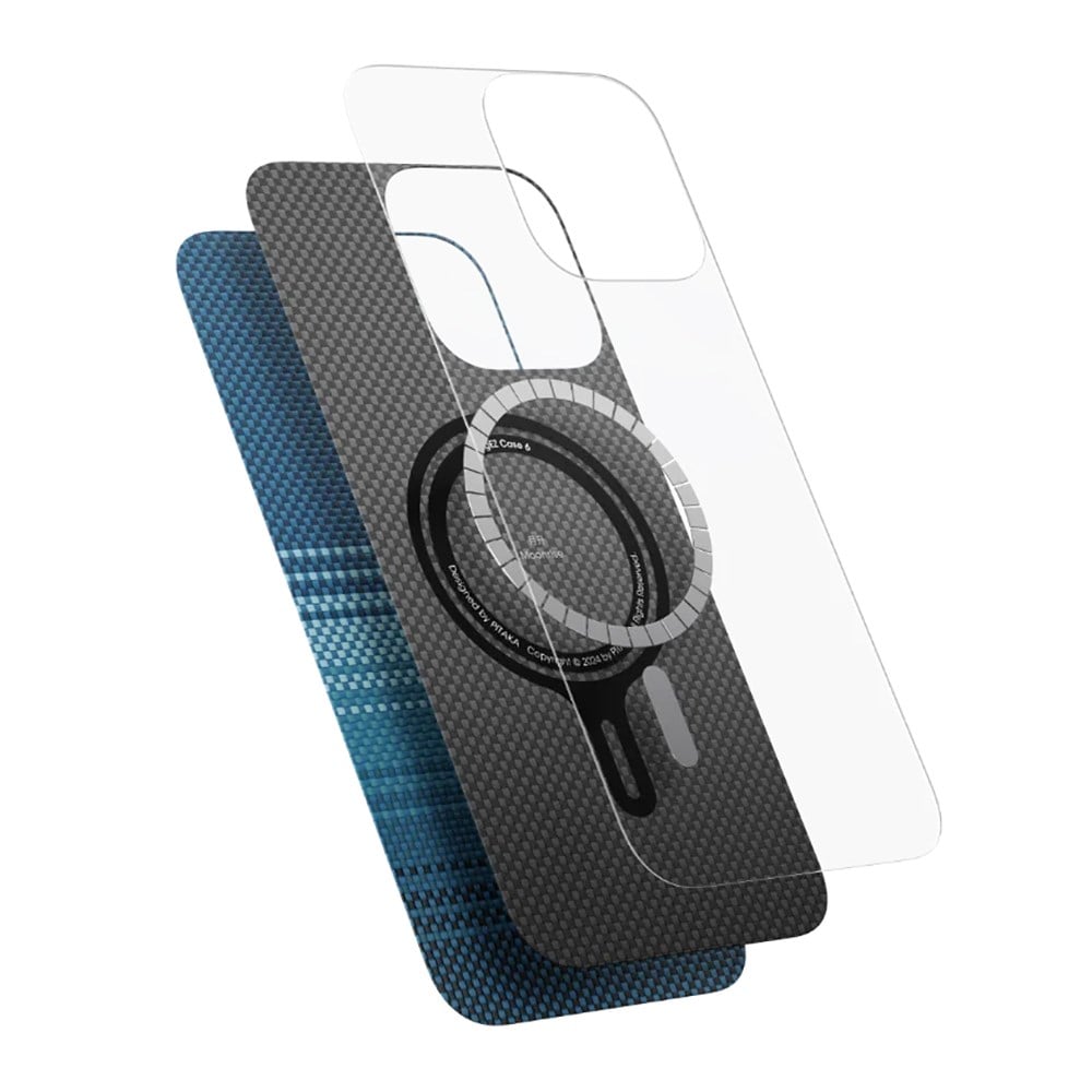 Apple iPhone 16 Kılıf M-safe Şarj Özellikli Aramid Fiber Pitaka Tactile Woven Sunset-Moonrise Serisi Sunset Kapak