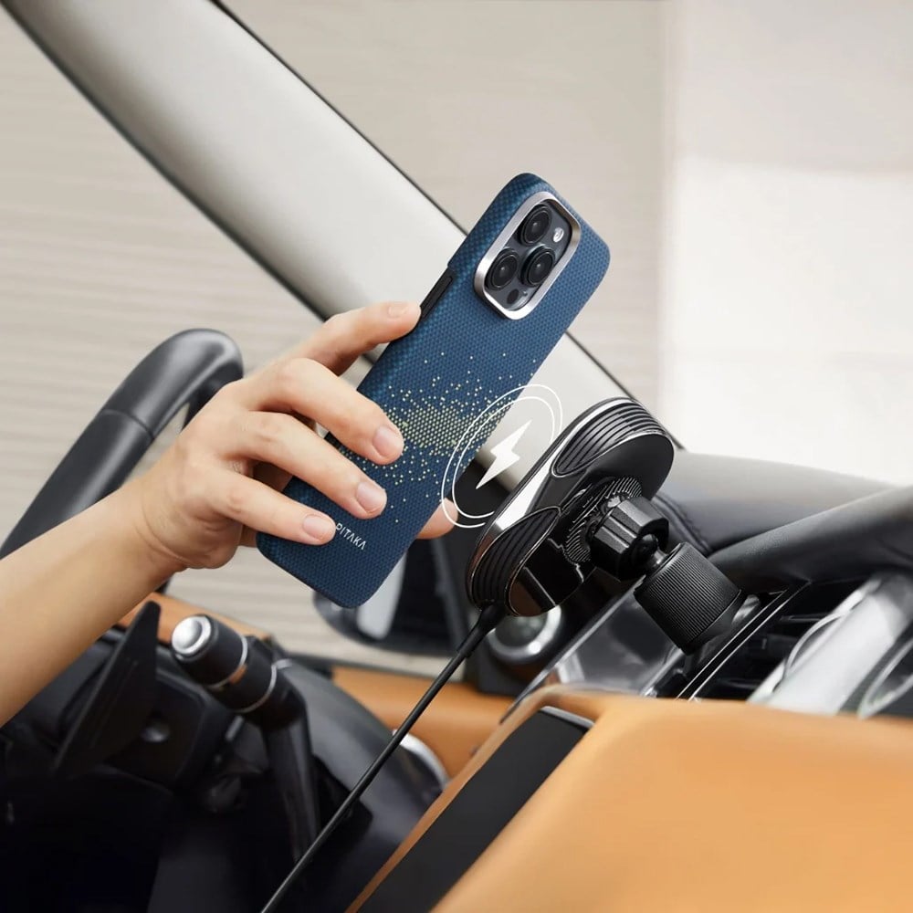 Apple iPhone 16 Kılıf M-safe Şarj Özellikli Aramid Fiber Pitaka Tactile Woven Starpeak Serisi Milky Way Galaxy Kapak
