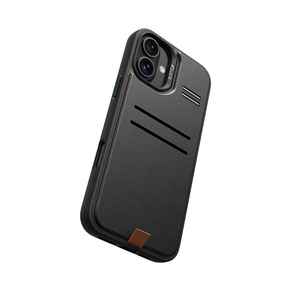 Apple iPhone 16 Kılıf M-safe Şarj Özellikli Raptic Slim Wallet Serisi Deri Görünümlü Kartlıklı Standlı Kapak