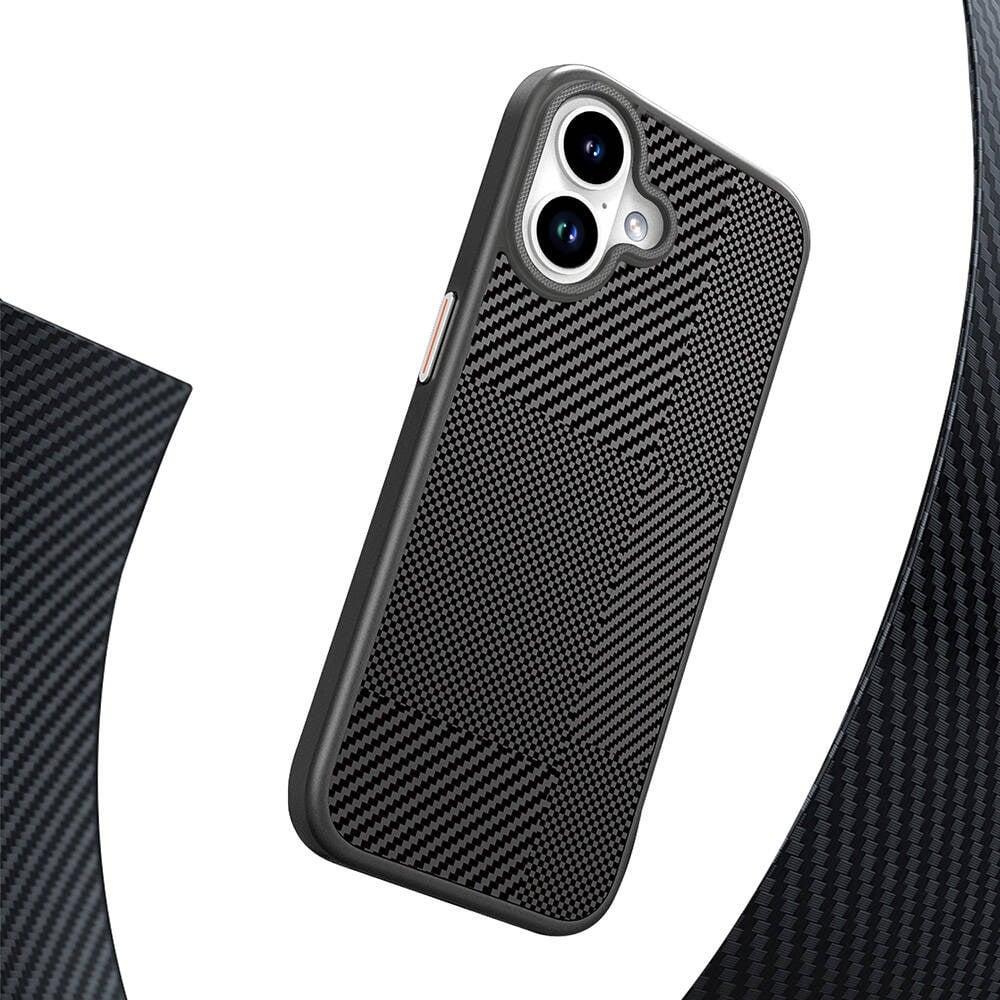 Apple iPhone 16 Kılıf M-safe Şarj Özellikli Karbon Fiber Desenli Mutural Montage Kapak