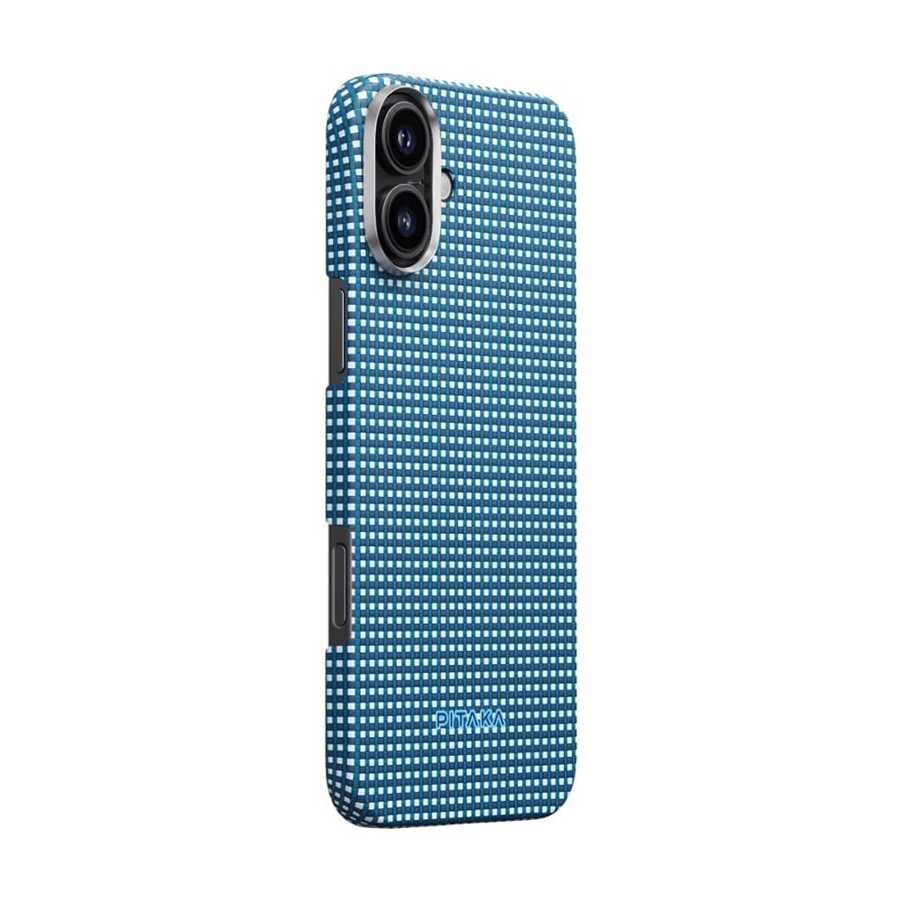 Apple iPhone 16 Kılıf M-safe Şarj Özellikli Aramid Fiber Pitaka Ultra-Slim Classic Serisi Ocean Blue Kapak