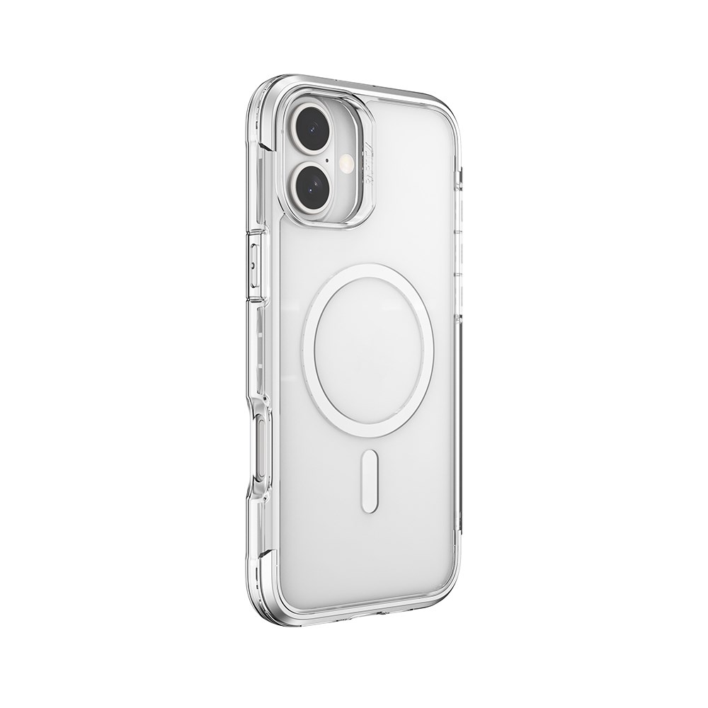 Apple iPhone 16 Kılıf M-safe Şarj Özellikli Raptic Air Serisi Airbag Tasarımlı Metal Köşelikli Şeffaf Kapak