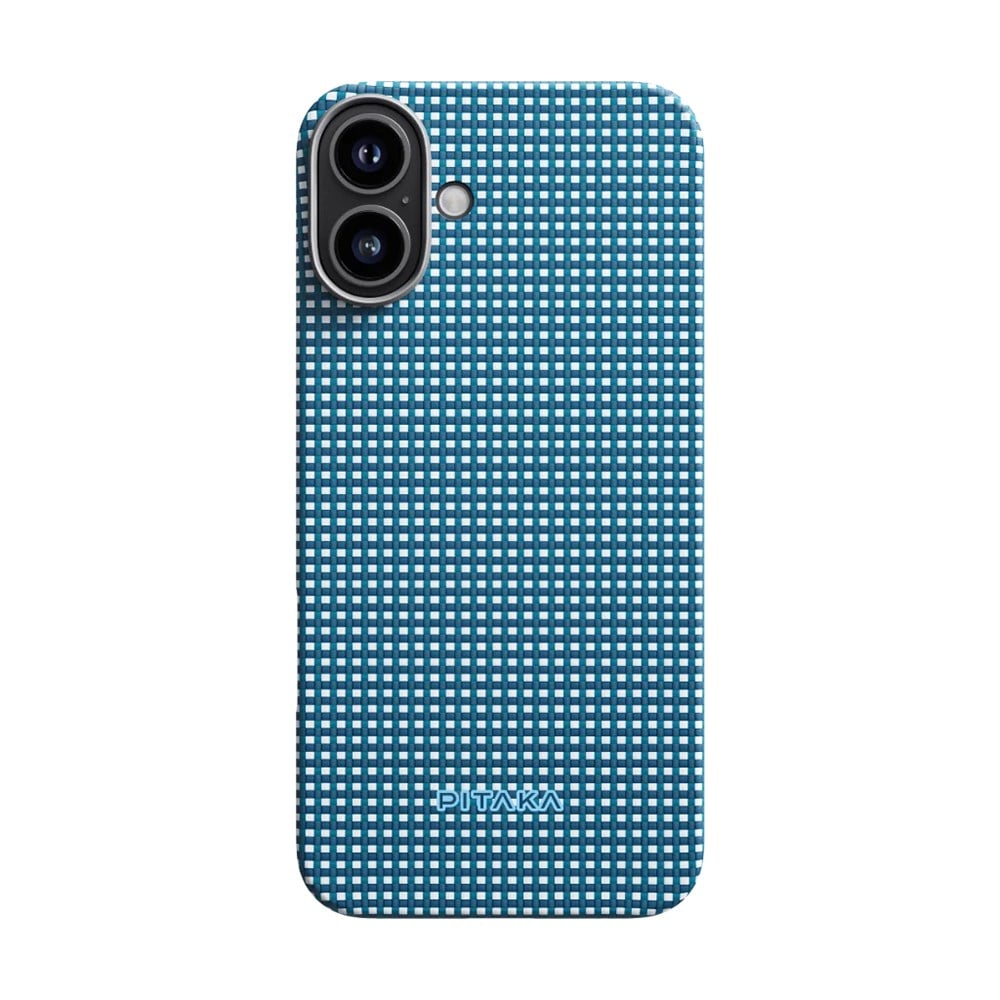 Apple iPhone 16 Kılıf M-safe Şarj Özellikli Aramid Fiber Pitaka Ultra-Slim Classic Serisi Ocean Blue Kapak