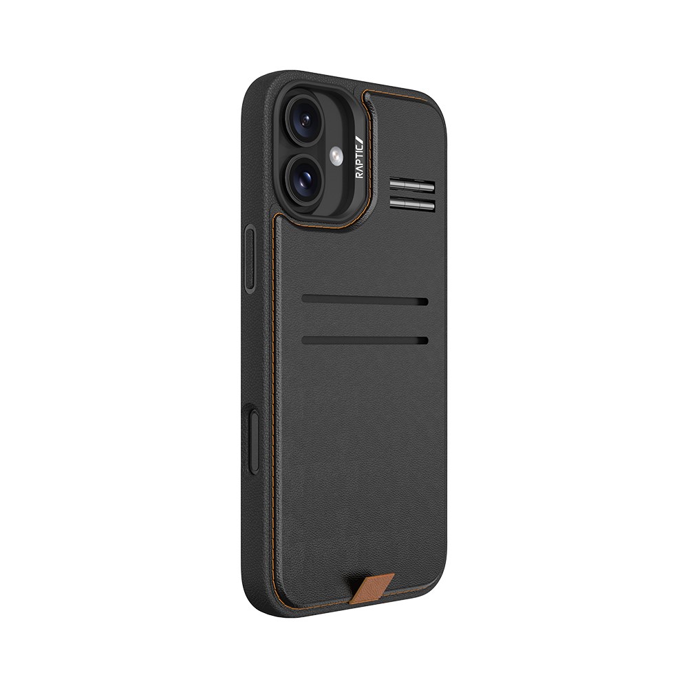 Apple iPhone 16 Kılıf M-safe Şarj Özellikli Raptic Slim Wallet Serisi Deri Görünümlü Kartlıklı Standlı Kapak