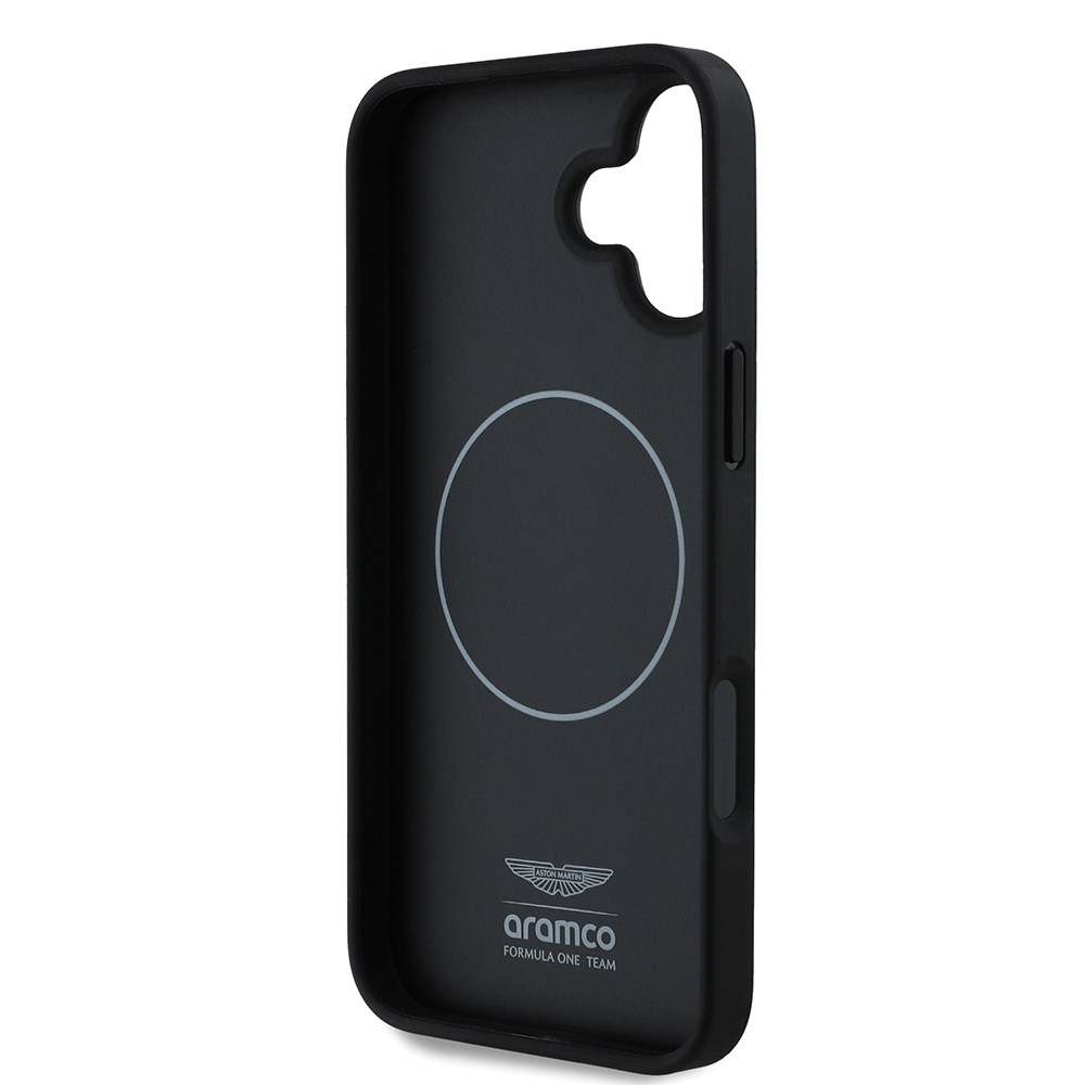 Apple iPhone 16 Plus Kılıf Aston Martin Orjinal Lisanslı M-safe Şarj Özellikli PU Deri Alonso 14 Baskılı Kapak