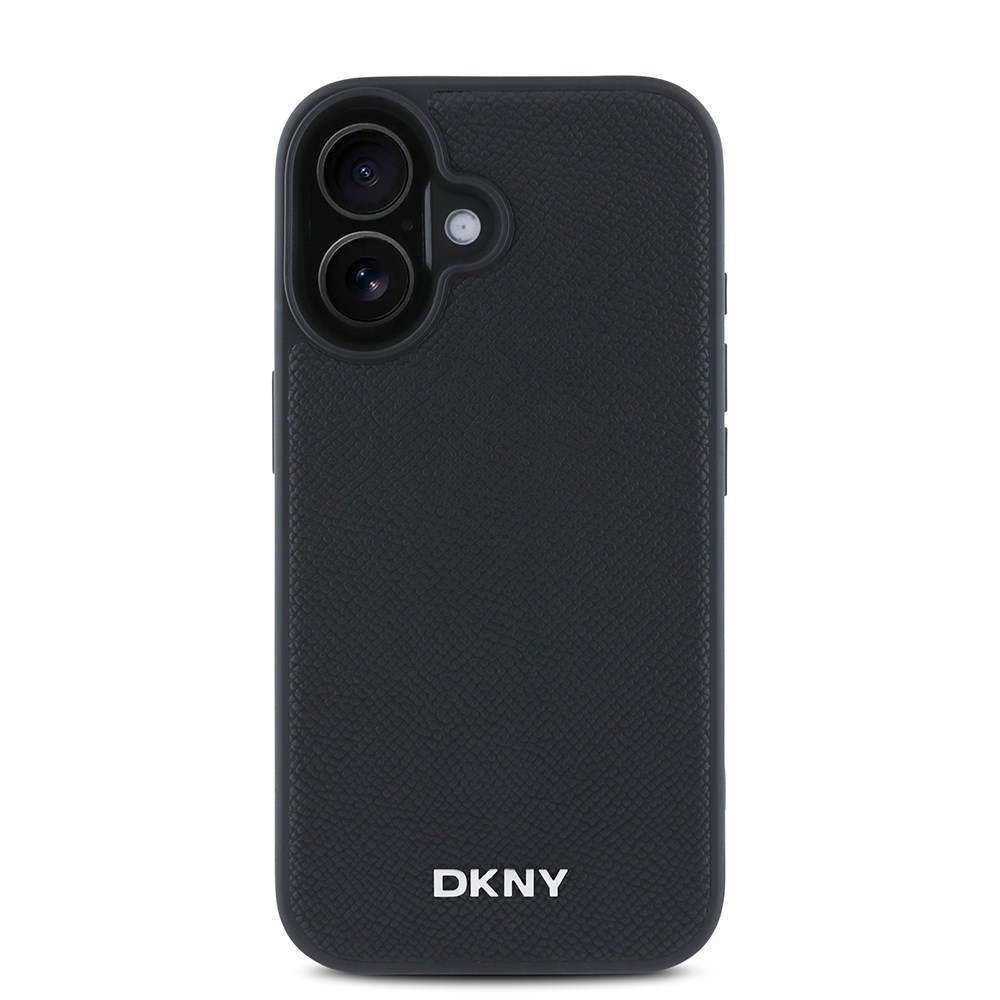 Apple iPhone 16 Plus Kılıf DKNY Orjinal Lisanslı M-safe Şarj Özellikli Metal Logolu PU Deri Grained Kapak
