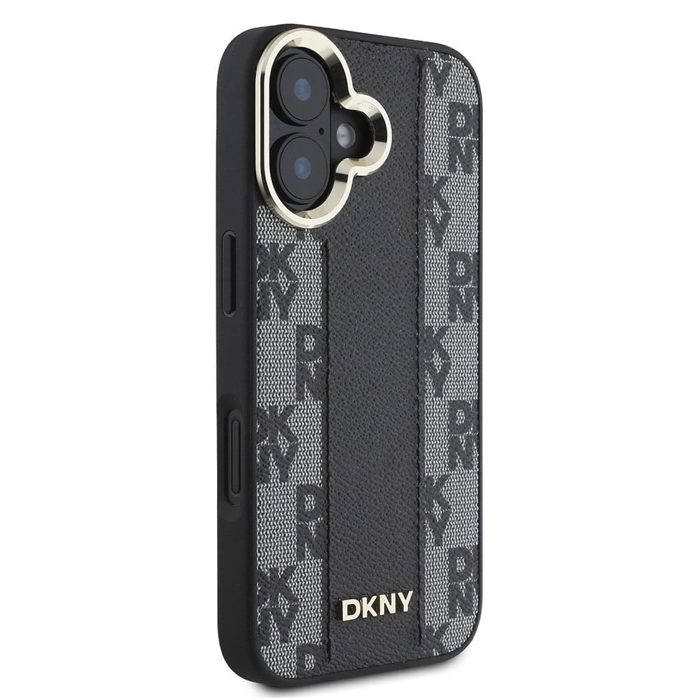 Apple iPhone 16 Plus Kılıf DKNY Orjinal Lisanslı M-safe Şarj Özellikli 3D Yazılı Checkered Pattern Kapak