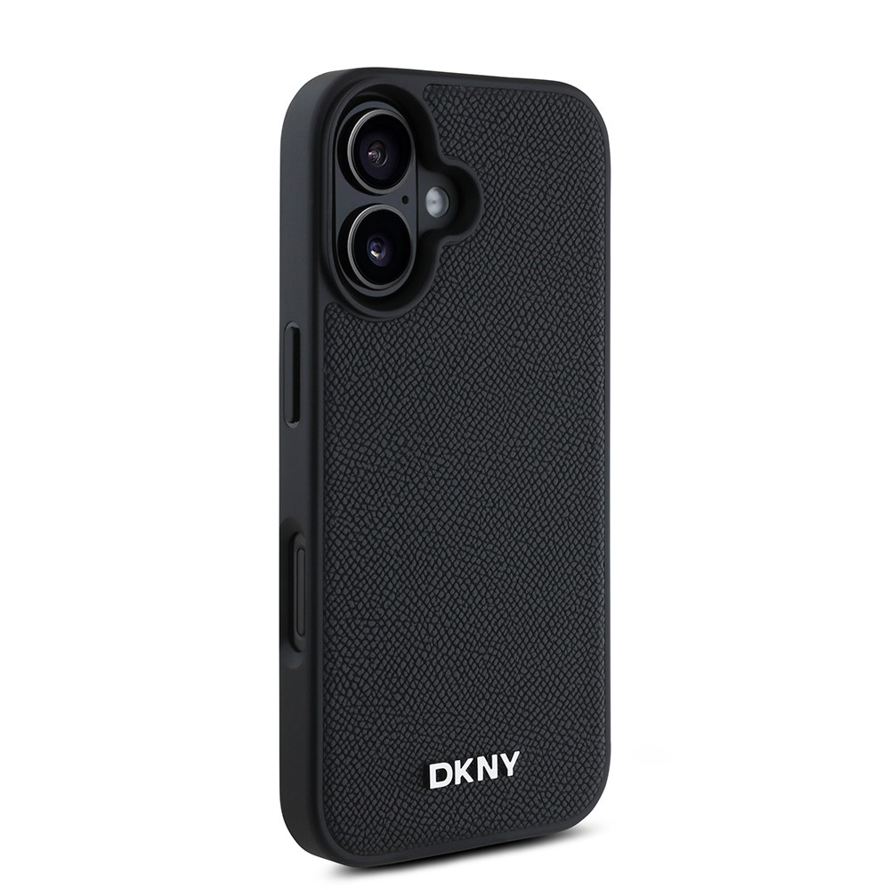 Apple iPhone 16 Plus Kılıf DKNY Orjinal Lisanslı M-safe Şarj Özellikli Metal Logolu PU Deri Grained Kapak
