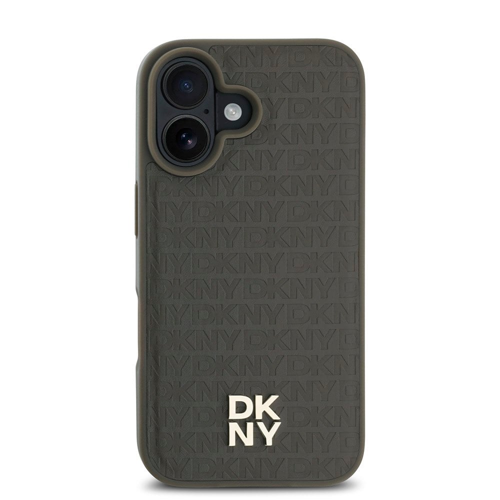 Apple iPhone 16 Plus Kılıf DKNY Orjinal Lisanslı M-safe Şarj Özellikli 3D Yazılı Repeat Pattern Kapak