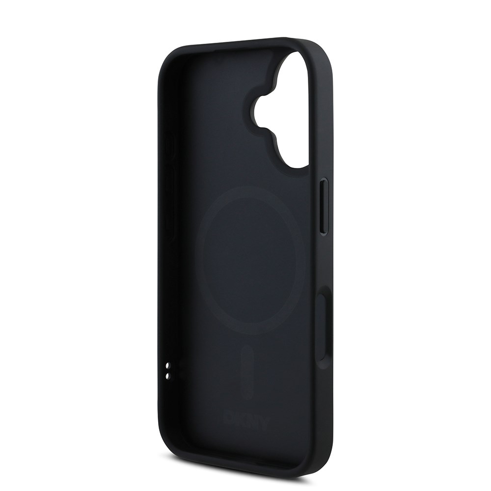 Apple iPhone 16 Plus Kılıf DKNY Orjinal Lisanslı M-safe Şarj Özellikli Metal Logolu PU Deri Grained Kapak