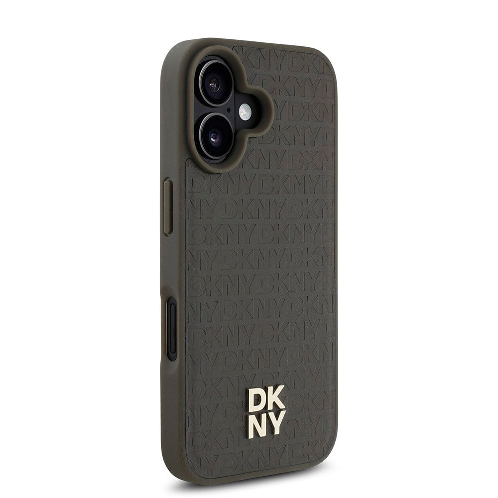 Apple iPhone 16 Plus Kılıf DKNY Orjinal Lisanslı M-safe Şarj Özellikli 3D Yazılı Repeat Pattern Kapak