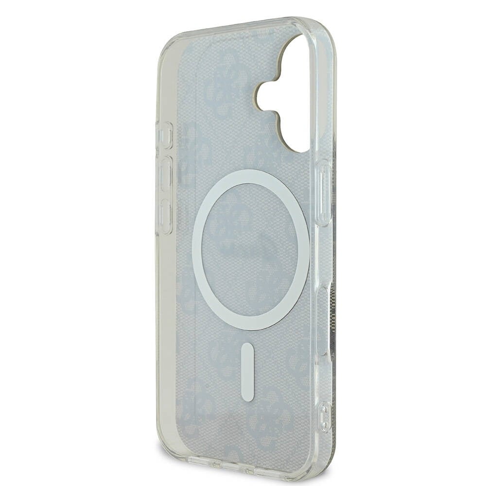 Apple iPhone 16 Plus Kılıf Guess Orjinal Lisanslı M-safe Şarj Özellikli Yazı Logolu 4G Desenli Kapak