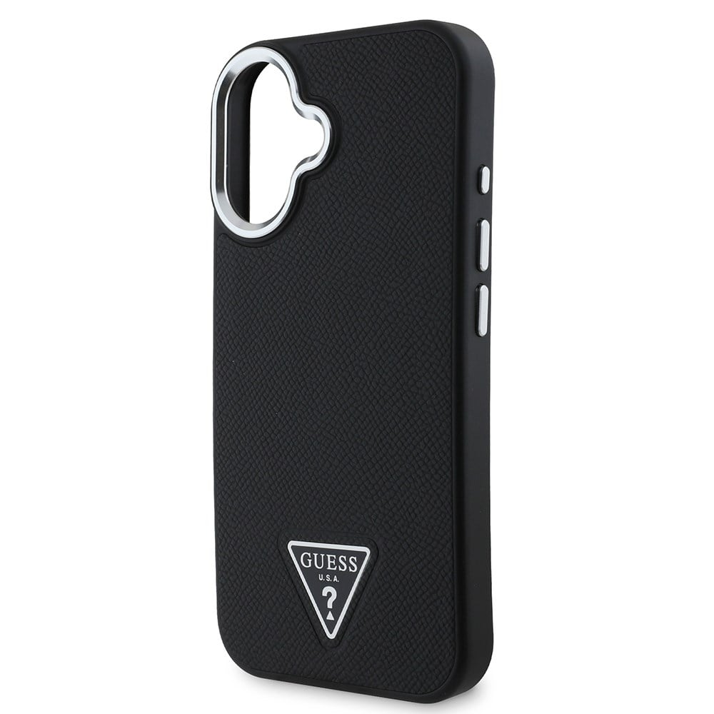 Apple iPhone 16 Plus Kılıf Guess Orjinal Lisanslı M-safe Şarj Özellikli Grained Triangle Kapak