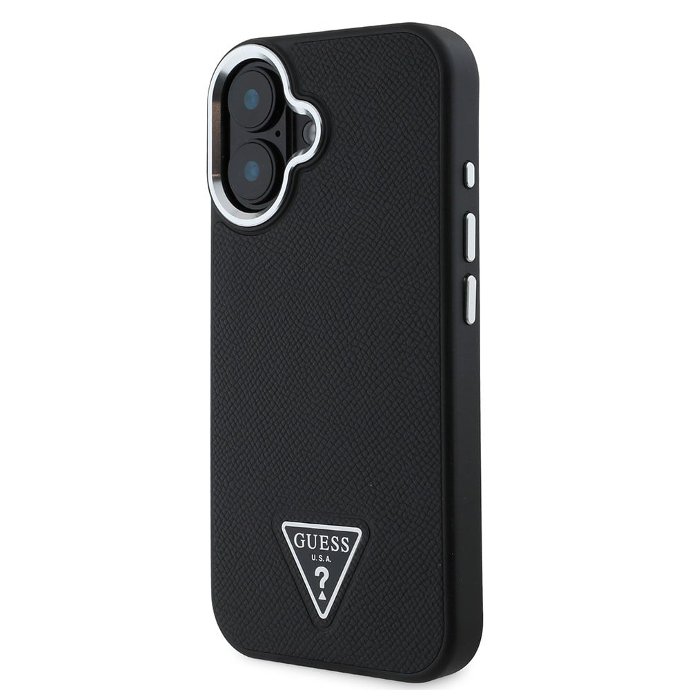 Apple iPhone 16 Plus Kılıf Guess Orjinal Lisanslı M-safe Şarj Özellikli Grained Triangle Kapak