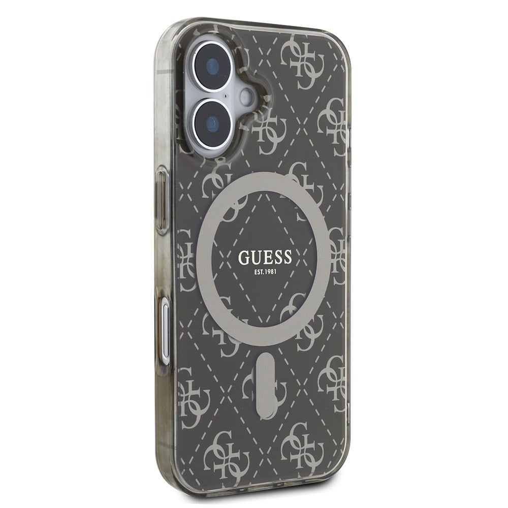 Apple iPhone 16 Plus Kılıf Guess Orjinal Lisanslı M-safe Şarj Özellikli IML Baskılı Klasik Logolu 4G Desenli Kapak