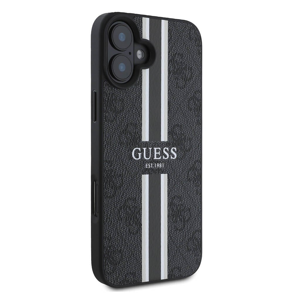 Apple iPhone 16 Plus Kılıf Guess Orjinal Lisanslı M-safe Şarj Özellikli 4G Şerit Tasarımlı Printed Kapak
