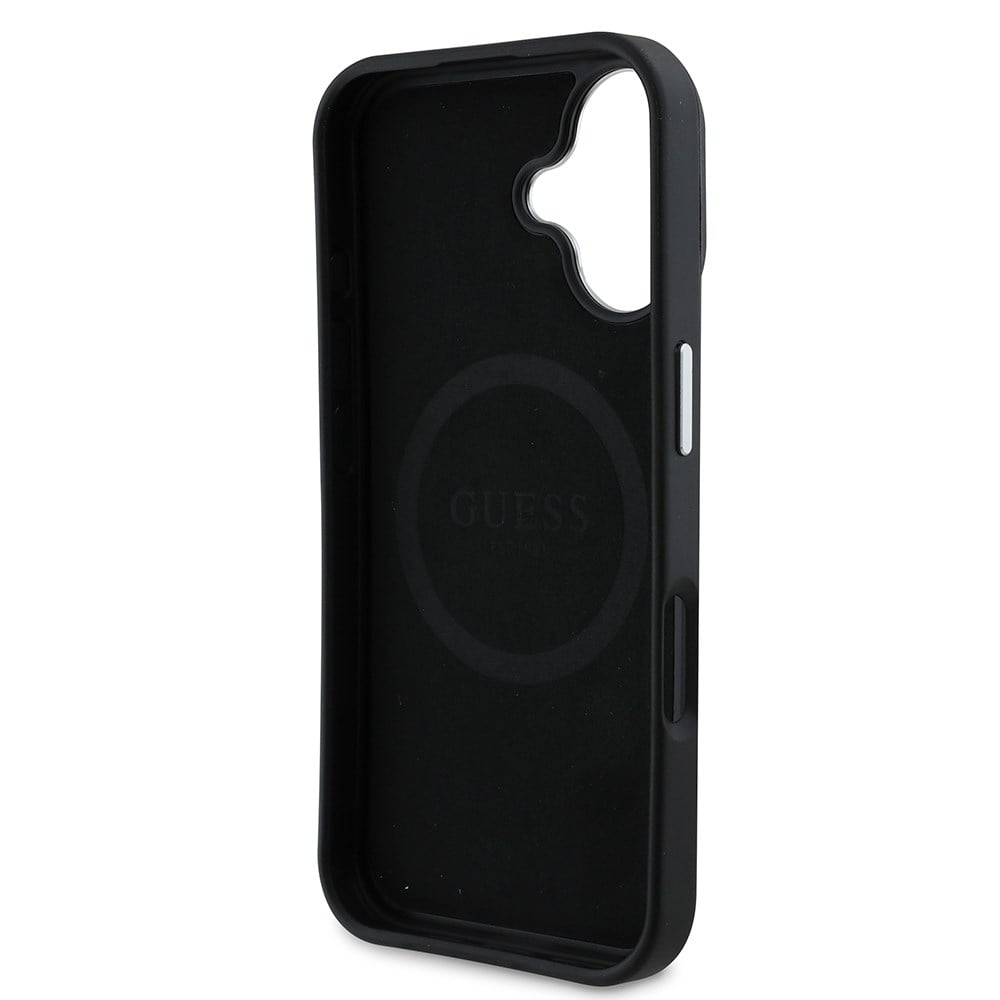 Apple iPhone 16 Plus Kılıf Guess Orjinal Lisanslı M-safe Şarj Özellikli Grained Triangle Kapak